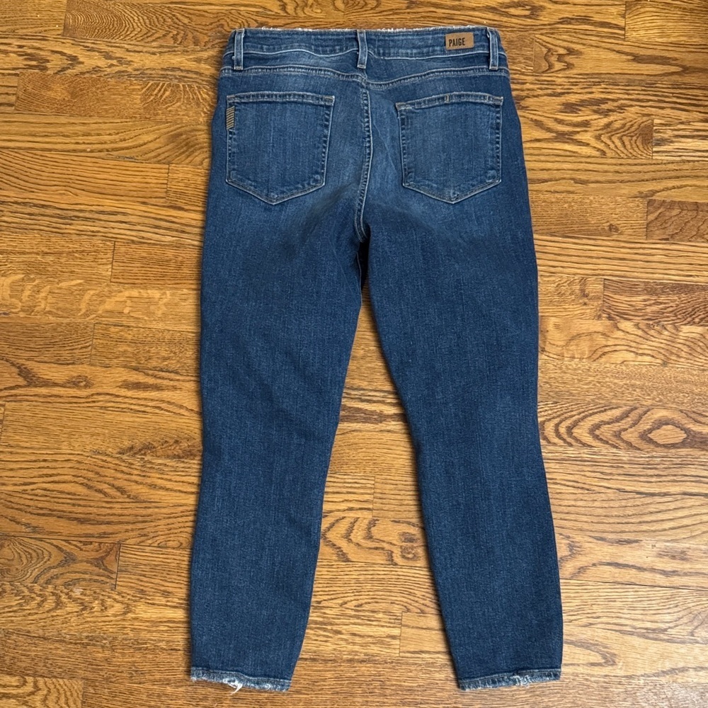 PAIGE Huxton Crop Blue Distressed Ankle Jeans size 30 - Picture 5 of 5